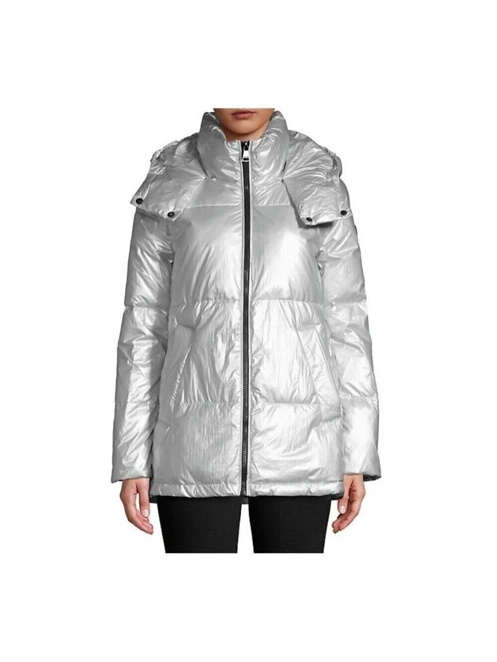 Calvin Klein Hooded Metallic Parka Large - Silver